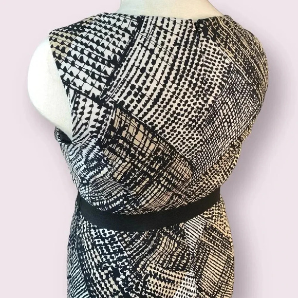 Jones Wear Vintage Casual Sleeveless Shift Dress Stretch Belt 14 Geometric Brown - Picture 10 of 16